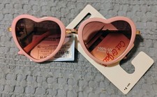 Cat Jack Girls Pink Heart Shaped Sunglasses Gold Tone Metal Frame New NWT UV