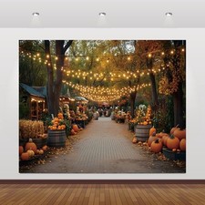 Fall Backdrop 10x8ft Autumn Harvest Photo Backdrop Pumpkin Forest Falling Lea...
