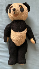 VINTAGE JOINTED 15 INCH PANDA TEDDY BEAR STUFFED PLUSH