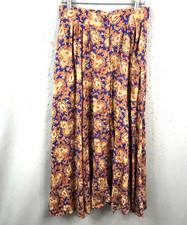 Vintage Herman Geist Skirt Womens 12 Purple Red Paisley Maxi Pleated Statement