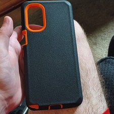 Rugged Black Orange Cell Phone Case Plastic Hard Cover