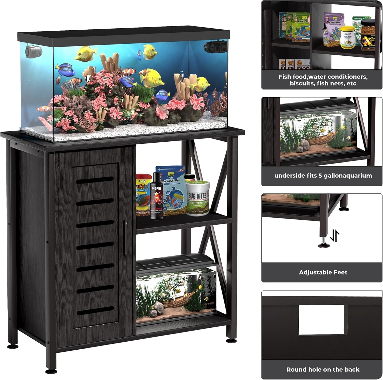 20-29 Gallon Fish Tank Stand, Aquarium Stand with Cabinet Accessories Storage, Heavy Duty Metal Frame, 31.49" L*15.74" W Tabletop, 330LBS Capacity 17 20-29 Gallon Fish Tank Stand, Aquarium Stand with Cabinet Accessories Storage, Heavy Duty Metal Frame, 31.49" L*15.74" W Tabletop, 330LBS Capacity 17