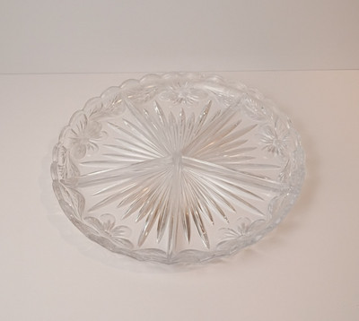 Vintage German Crystal Relish Dish Divided Snack Tray Clear Large 12 3/8'' Wide