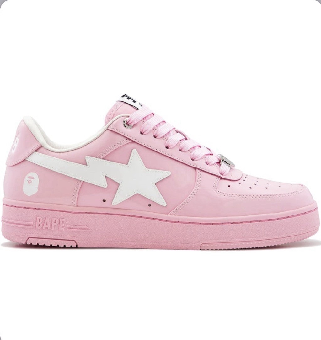 A Bathing Ape Bapesta Pink White Patent Leather Low Top Sneaker | eBay
