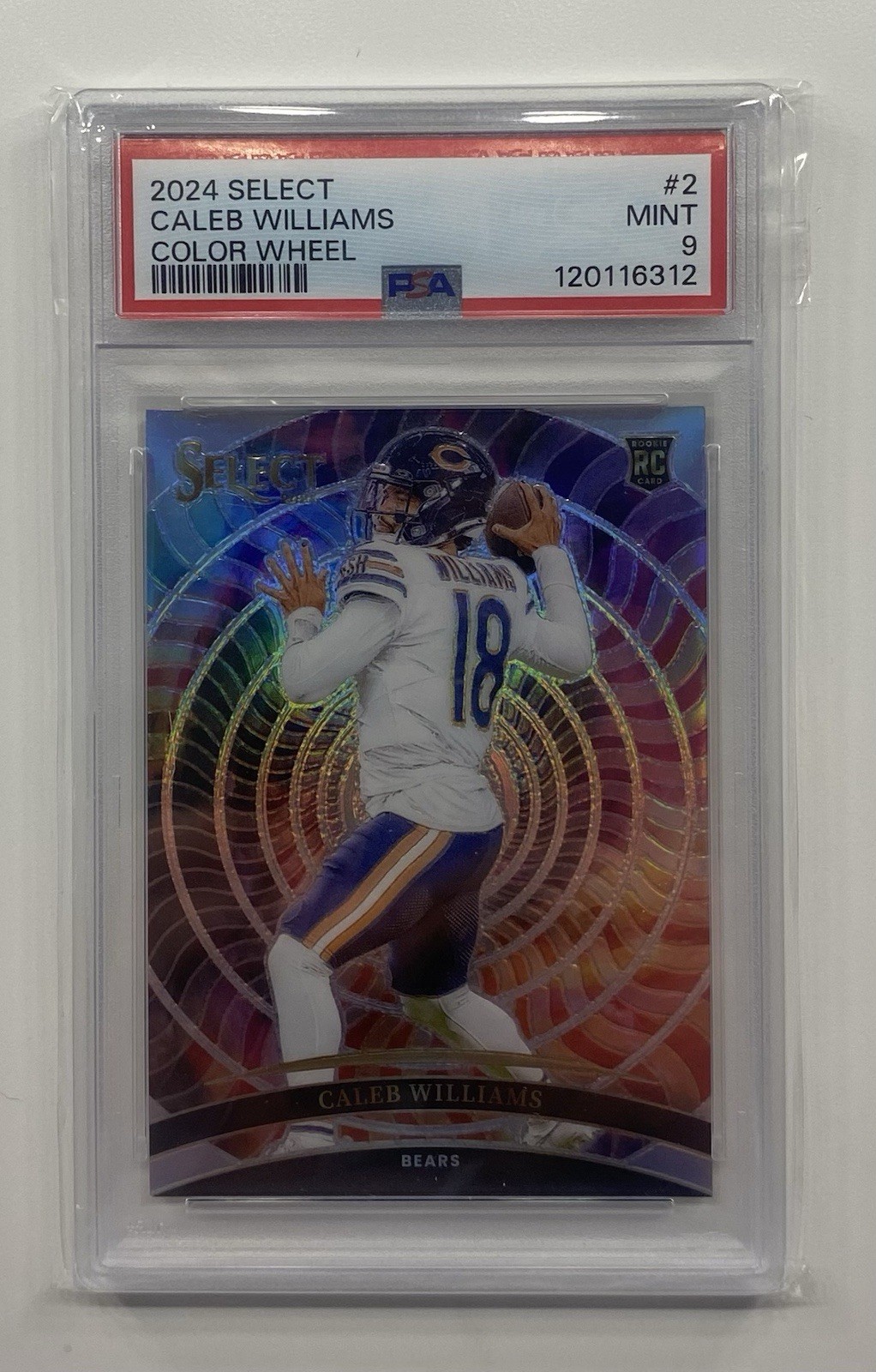 2024 Panini Select Caleb Williams Color Wheel Case Hit Rookie - PSA Mint 9