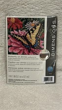 Dimensions Butterfly On Zinnia Needlepoint Kit Item 7232 - 5" X 5"