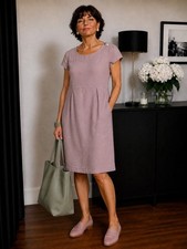 Tom Joule Erin Dress UK 12 Rose Linen Cotton Shift Dress Pink Boat Neck Summer