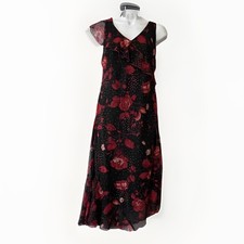 OPUS LADIES UK 14 M Evening Dress Black Red Floral Cocktail Elegant