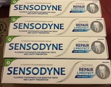 4 X 3.4  Oz Sensodyne Repair Protect Deep Repair Toothpaste Whitening  08/26