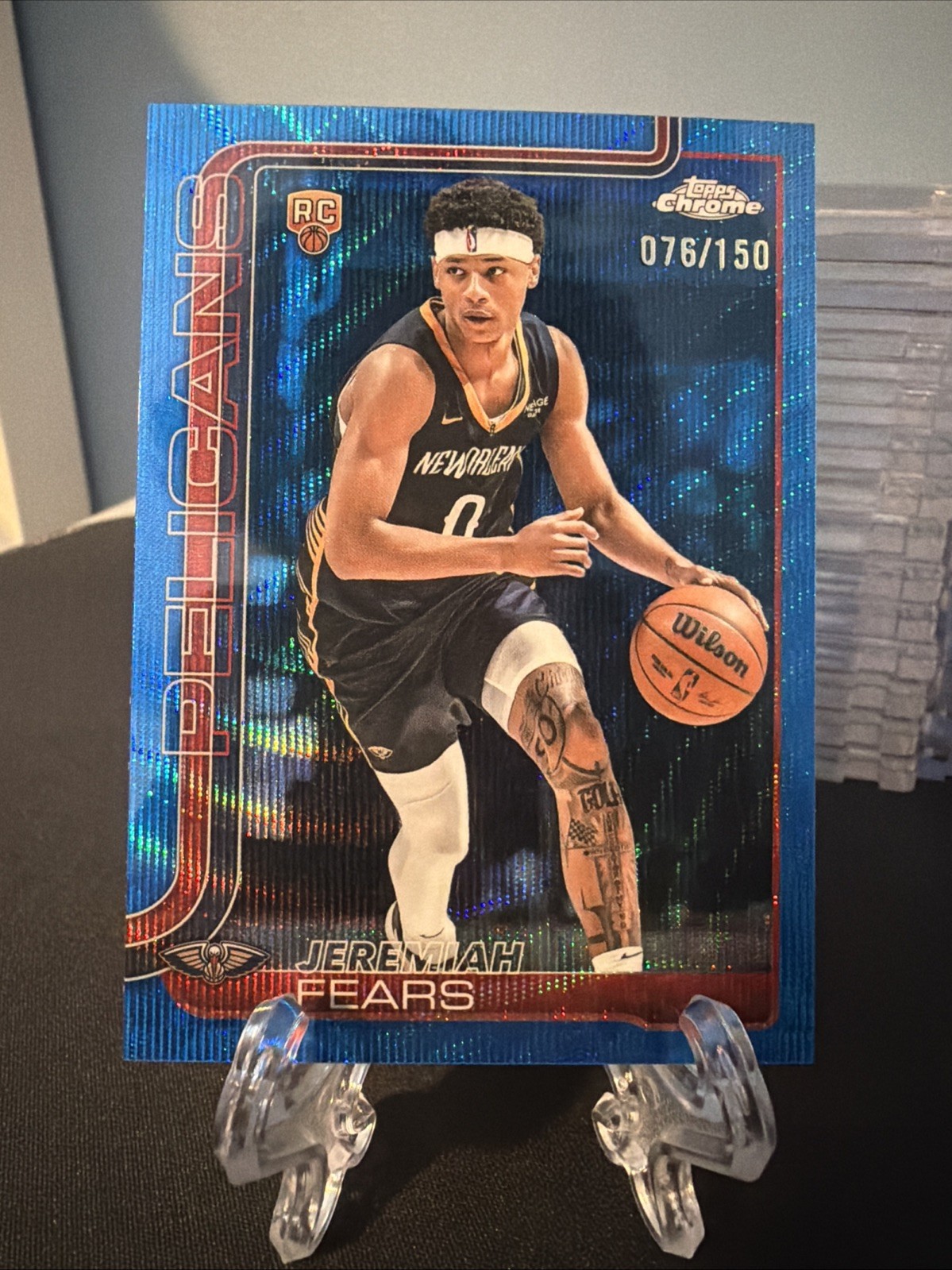💎2025-26 Topps Chrome Jeremiah Fears RC Blue Wave Refractor Rookie/150 #257