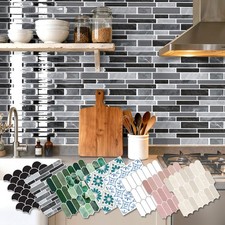10PCS 3D Kitchen Backsplash Tiles Peel and Stick, Brick Marble Wall Tile 12"x12"