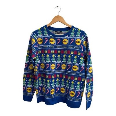 Lidl Weihnachtspullover Damen Gr M 38 Blau Xmas Sweater Lustig Ugly Christmas