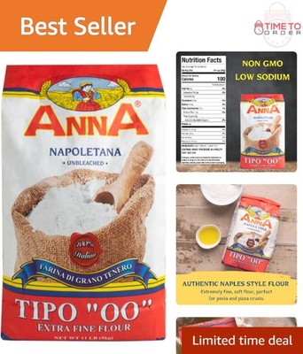 Italian Type 00 Flour 11 Lbs Extra Fine Unbleached Soft Wheat for Pizza