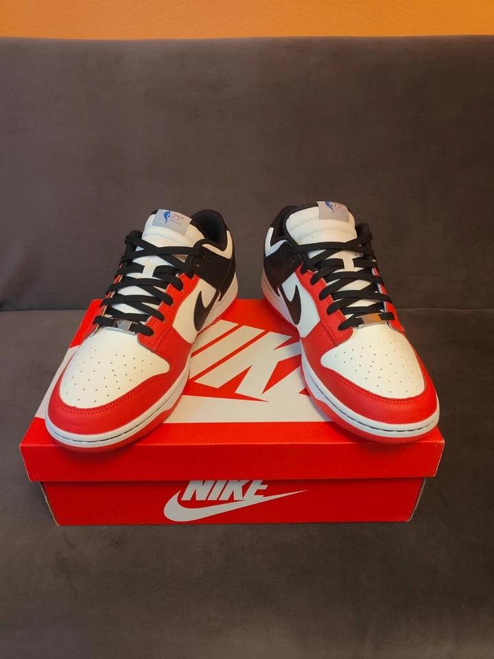 Nike Dunk Low EMB x NBA 75th Anniversary - Bulls 2021, Black Toe - Size 12.5 - Image 2 of 4