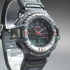 Orologio Uomo Vintage anni 90 CASIO Pro Trek PRT-70 Module 2306 Twin Sensor Q...