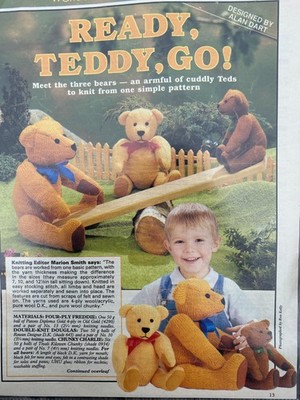 Ready, Teddy, Go - Alan Dart Muster Three Bears Woman's Weekly Toy Pattern