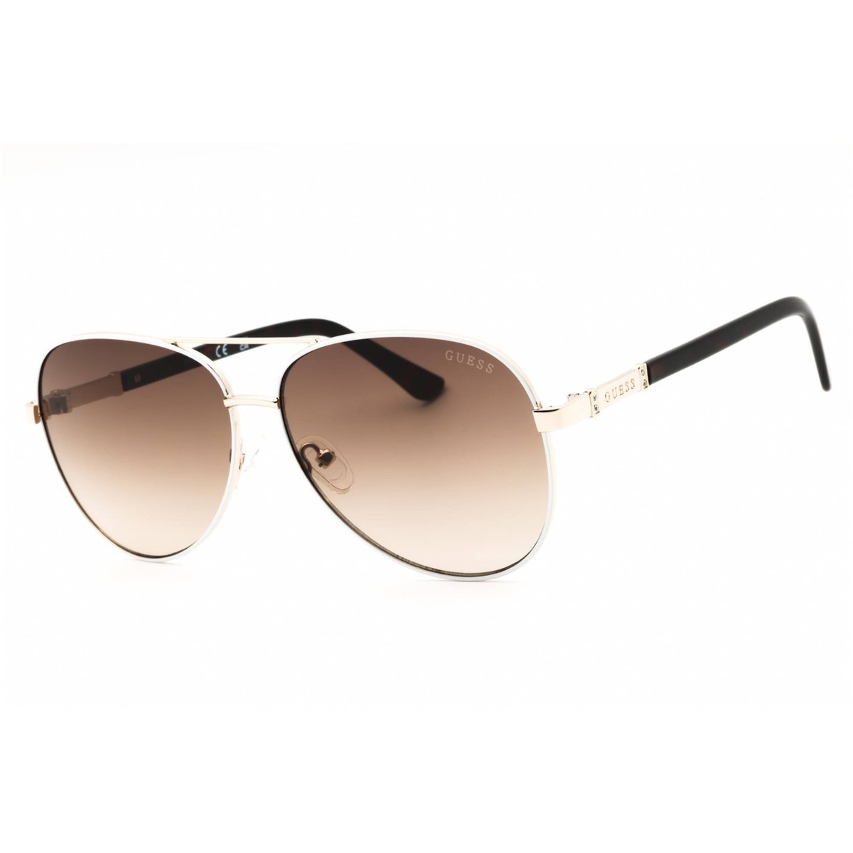 Guess Unisex Sunglasses White Metal Full Rim Aviator Frame 