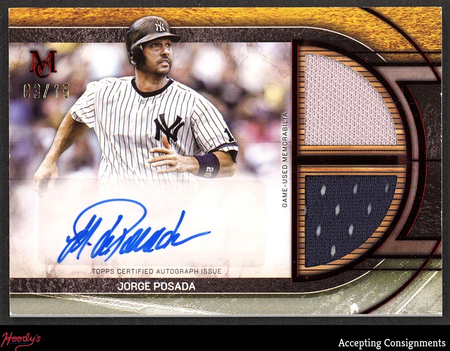 2025 Topps Museum Ruby Jorge Posada DUAL GAME-USED JERSEY AUTO 03/15