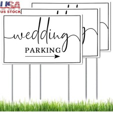 Double-Sided Wedding Parking Signs Metal Stakes Directional Arrow Signs Guests