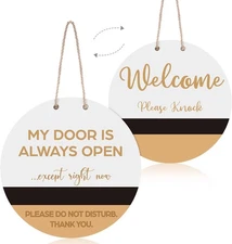 Chengu Do Not Disturb Door Hanger Sign, Double Side Wood Meeting Multicolor 