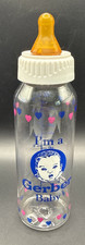 Vintage 1990 "I'm a Gerber Baby" Plastic Baby Bottle 9oz w/Nipple  Ring
