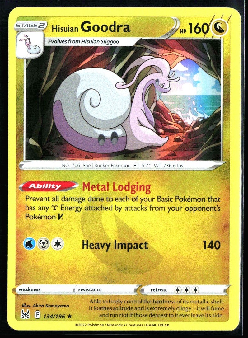 2022 Sword & Shield - Lost Origin Hisuian Goodra #134 Holo Rare Pokemon Card