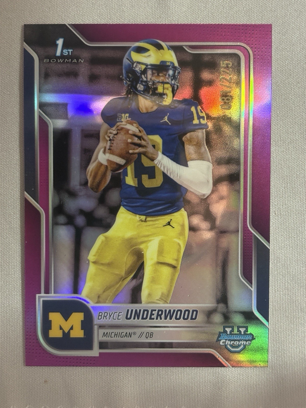 2025 Bowman University Chrome - Bryce Underwood #196 Fuchsia Refractor /225