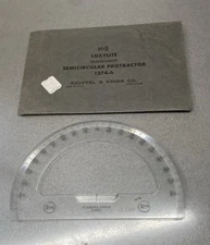 VTG Keuffel & Esser Co Luxylite Semicircular Protractor Transparent - USA 1274-6