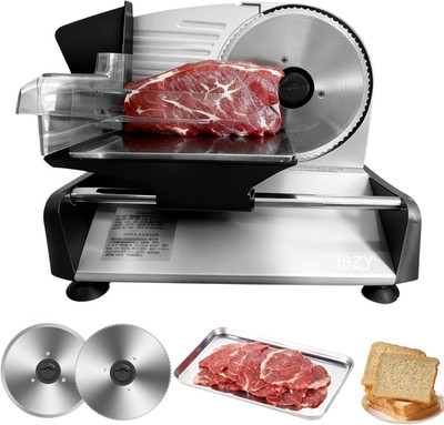 Electric Meat Slicer with 2 Blades - Adjustable Thickness for Perfect Cuts