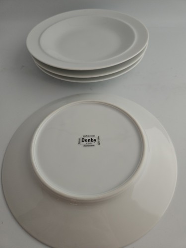 4x weiße Denby Beilagenteller 19 cm 7,5 cm Rand Snack Tee sehr guter Zustand - Bild 7 von 9