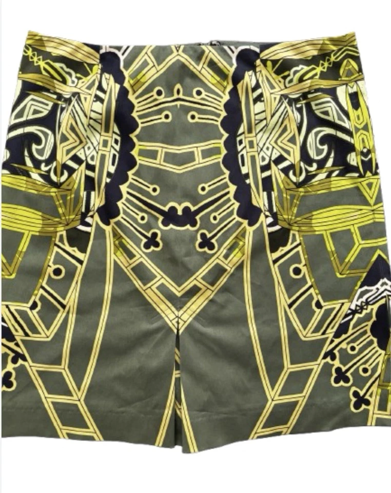 Per Se Art Deco Prnt Подкладка Skrt W Vents & Bk Zp WMN4 Зеленые Роскошные Старые Деньги - Изображение 2 из 4