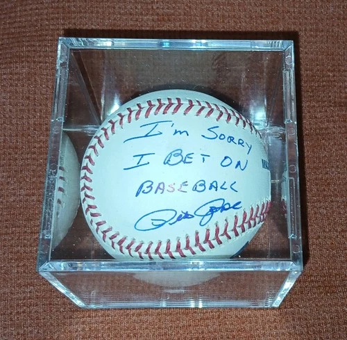Pete Rose Signed Baseball I'm Sorry I Bet on Baseball w/ Case JSA Mariners--Reds