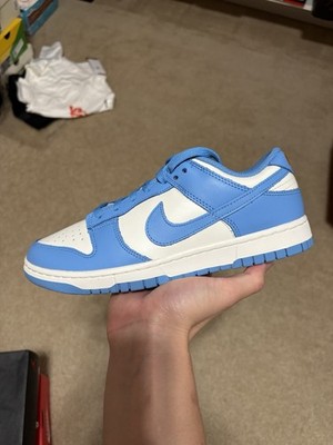 Size 8.5 Women s / 7Y- Nike Dunk Low Coast White Gold UNC Blue