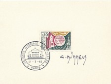 France 1962 N°1334 Journée mondiale du Théâtre 1er jour signé du graveur Durrens