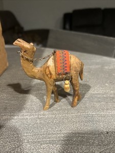 Vintage 1970s Hand Carved Olive Wood Camel Figurine From Bethlehem 