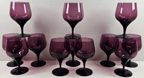 12 Bryce Minuet Amethyst Water Goblet Set Vintage Elegant Drink Stemware MCM Lot - Picture 7 of 24