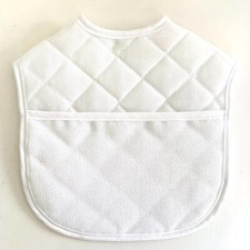 White Quilted Baby Bib with 14 Count Aida Fabric Pocket 9"x 9"
