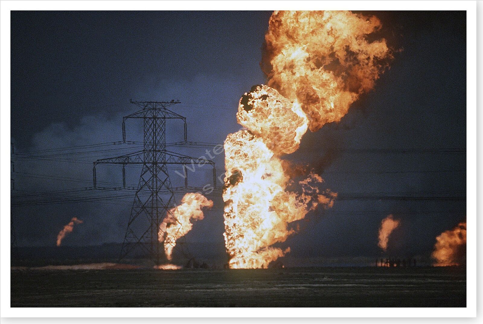 Kuwait Oil Well Fire In Aftermath Of Operation Desert Storm 8 x 12 Photo