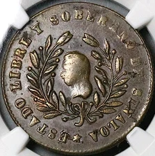 1859 NGC AU 55 Sinaloa Culiacan Mexico 1/4 Real Liberty Head Coin (24030601C)