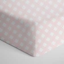 Living Textiles Premium Cotton Jersey Fitted Sheet - Pink Gingham