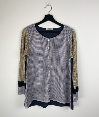 margaret winters Women's Cotton Soft Gray Color black Sweater