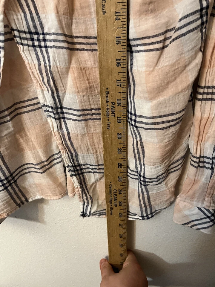 C&C CALIFORNIA Blue Pink Plaid Button Up Shirt L Womens Long Sleeve Top - Image 4 of 4