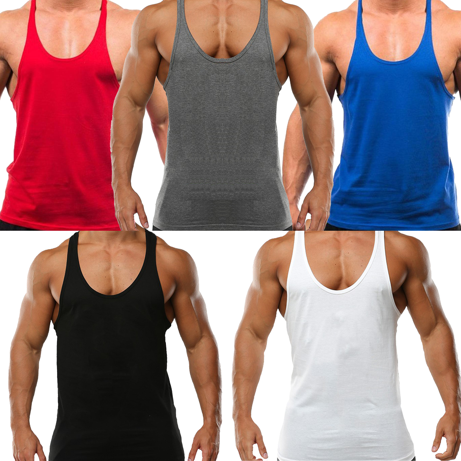 Mens Gym Vest Racerback Bodybuilding Muscle Stringer Tank Top