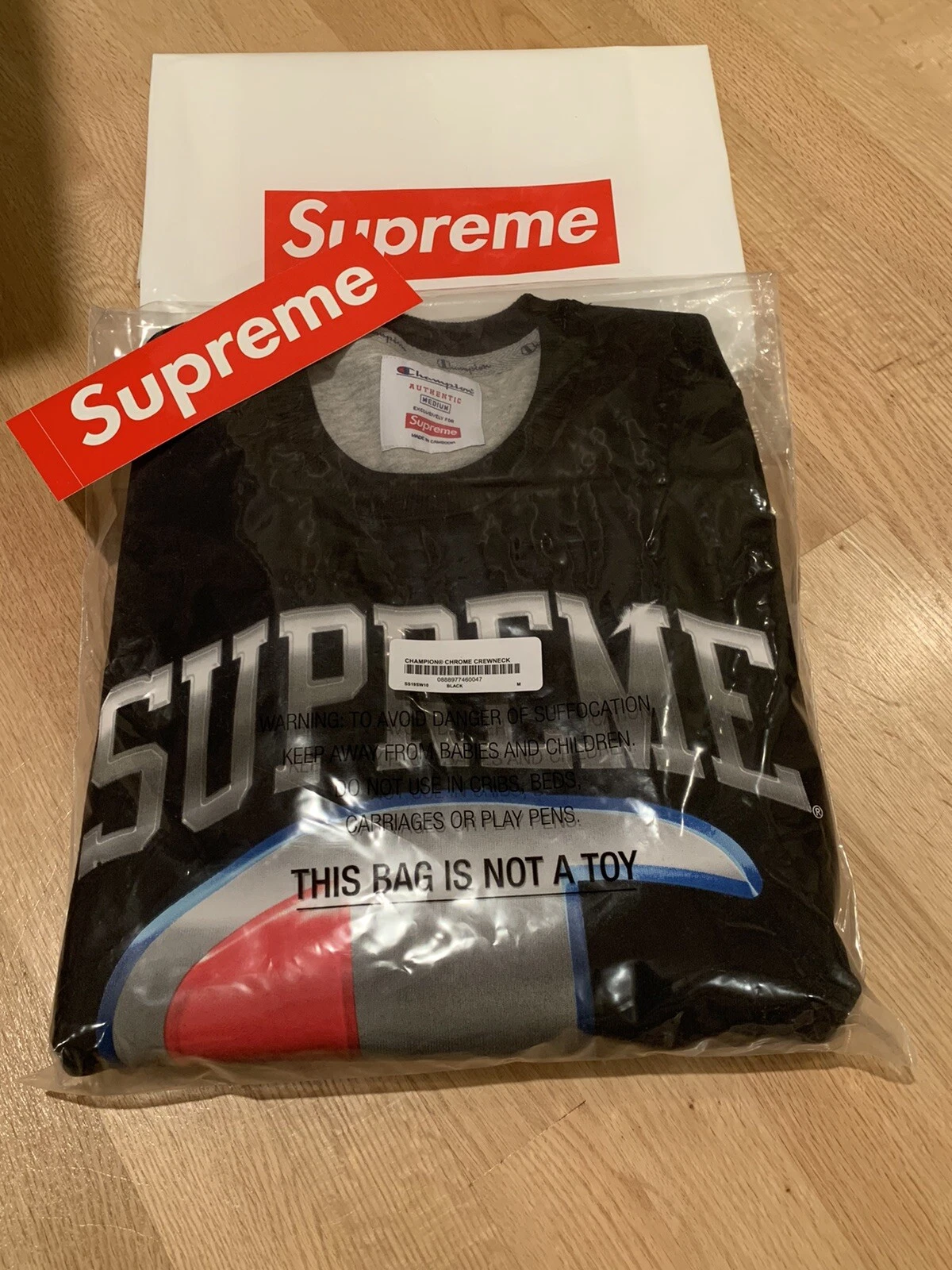 Supreme X Champion Chrome Crewneck SS19 noir taille moyenne