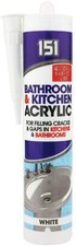 151 Acrylic Bathroom Kitchen Sealant 280ml – Fills Gaps Around Sink Tap Shower