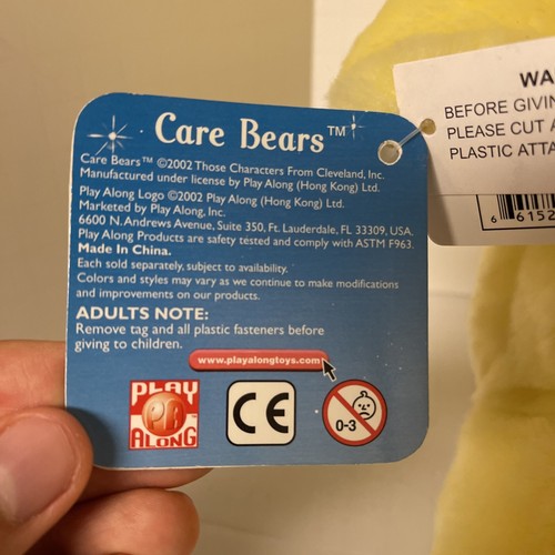 "Oso de peluche Care Bears Funshine amarillo sol 13"" - 2002 orejas de conejito de Pascua nuevo con etiquetas" - Imagen 4 de 10