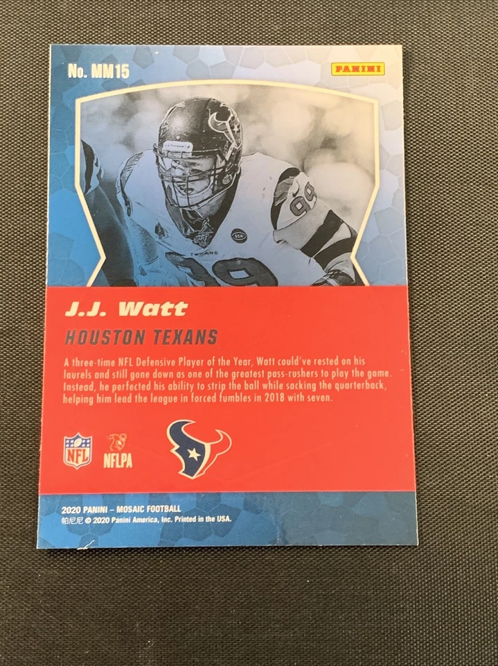 2020 Panini Mosaic Men of Mystery J.J. Watt Base Card #MM15 - Image 2 of 2