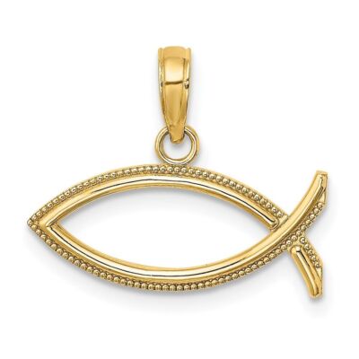 14k Gelbgold Ichthus Charm Anhänger 0,74g Geschenk für Mutter