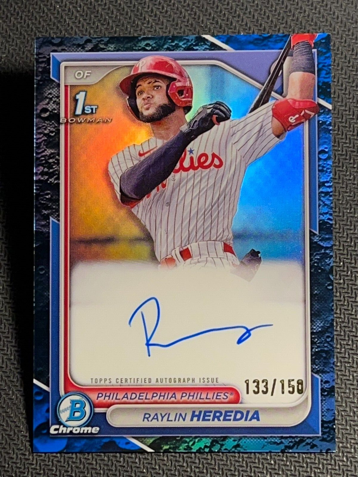2024 Bowman Chrome 1st BLUE REFRACTOR PROSPECT ROOKIE AUTO Raylin Heredia /150