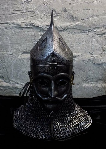 Casco Cavaliere Medievale Acciaio Impero Ottomano con Chainmail - Foto 2 di 5